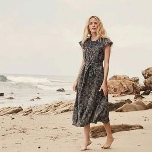 Doen Violetta Dress Midi in Navy Ladybird Floral Size Small